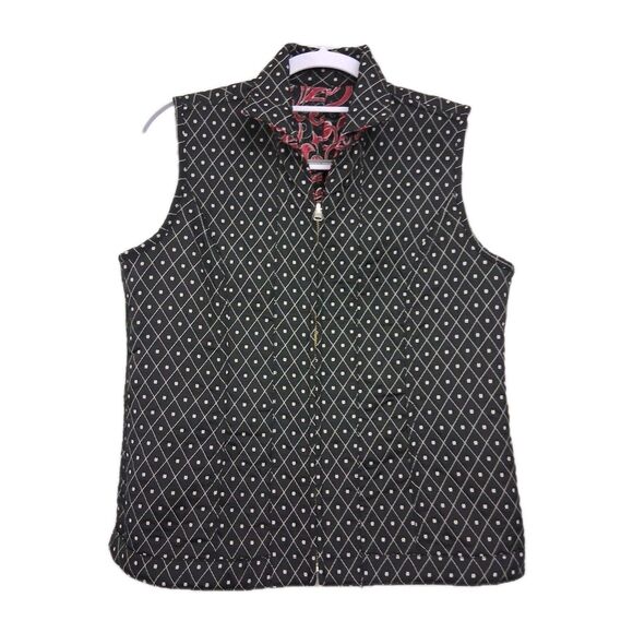 Christopher Banks Womens Vest Reversible Paisley Floral Red Black Quilted Medium - Picture 4 of 9